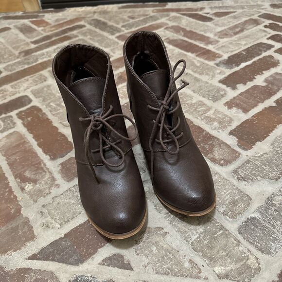 Altar’d‎ State Brown Ankle Boots Women 7.5 Selina Lace Up Bootie Block Heel - Picture 6 of 10